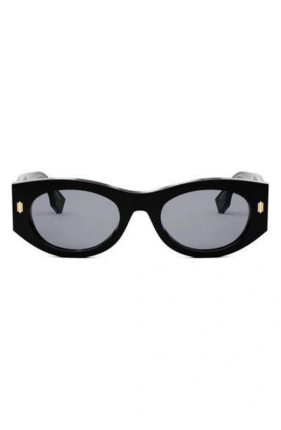 Fendi Roma Acetate Shield Sunglasses In Black Pale Blue