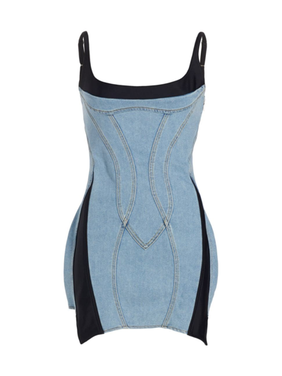 Mugler Corset Mini Dress Dresses Multicolor In Light_blue_black