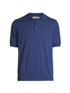 Canali Men's Cotton Knit Polo Shirt In Blue