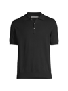 Canali Men's Interlock Knit Polo Shirt In Black