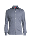 Isaia Men's Jersey Button-front Shirt In Medium Blue