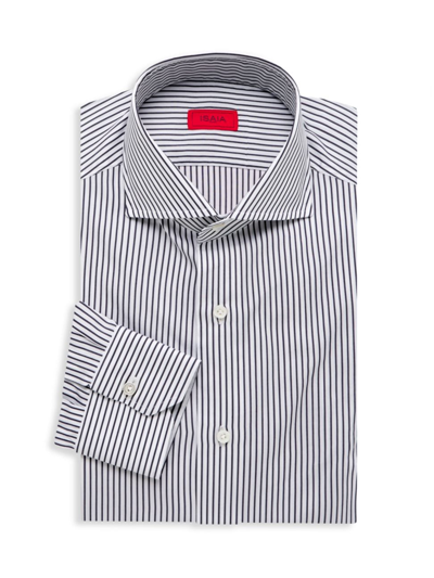 Isaia Men's Mix Dress Shirt In Blue Stripe