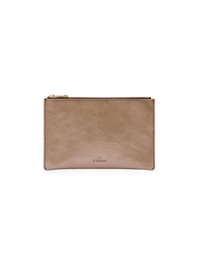 Il Bisonte Women's Oliveta Leather Zip Pouch In Brown