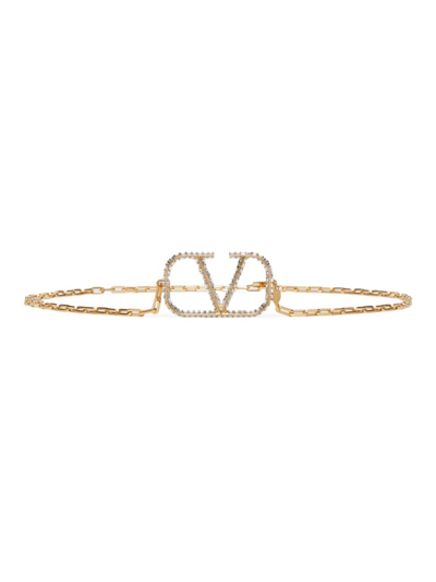 Valentino Garavani Women's Vlogo Signature Chain Belt In Gold Crystal