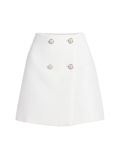 Versace Medusa Double-breasted Crepe Mini Skirt In Optical White