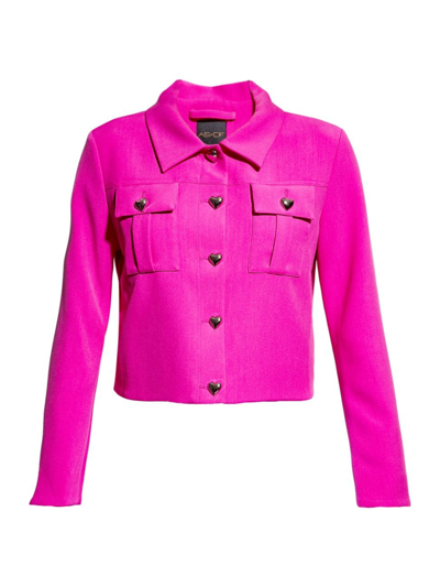 As By Df Tasha Heart Button-front Jacket In Magenta