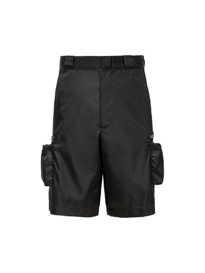 Prada Men's Re-nylon Logo Shorts In Black