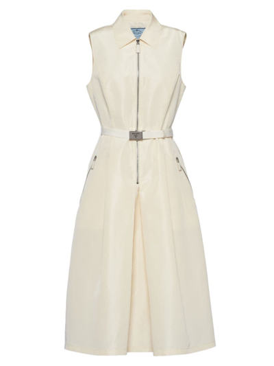 Prada Faille Midi-dress In Ivory