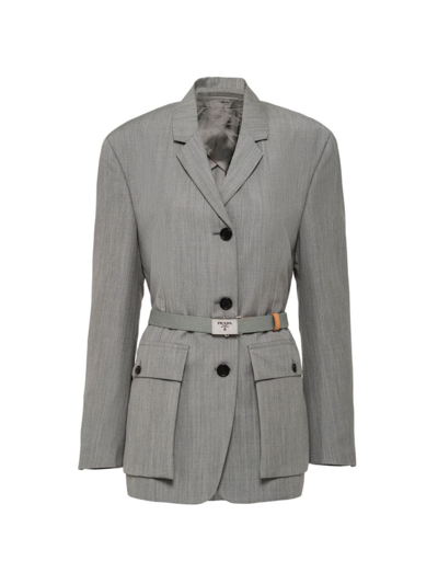 PRADA WOMEN'S KID MOHAIR SINGLE-BREASTED JACKET