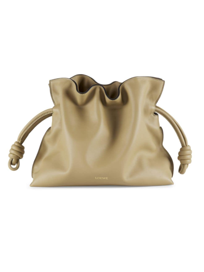 Loewe Flamenco Mini Leather Clutch In Clay Green