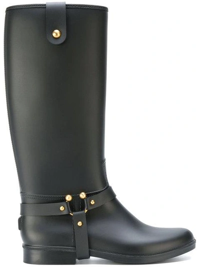 Red Valentino 20mm Rain Pvc Riding Boots, Black In Nero