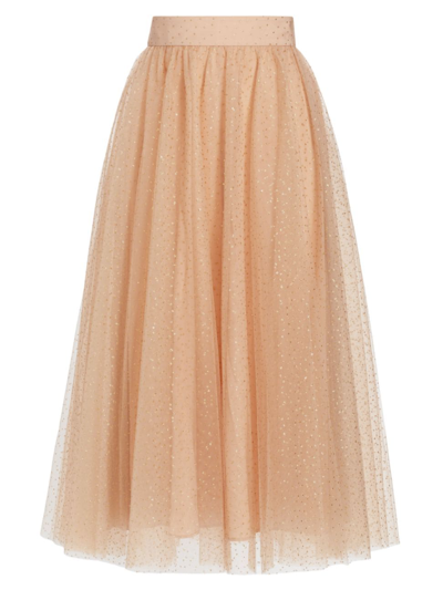 Zimmermann Women's Metallic-dot Tulle Midi-skirt In Gold Dot