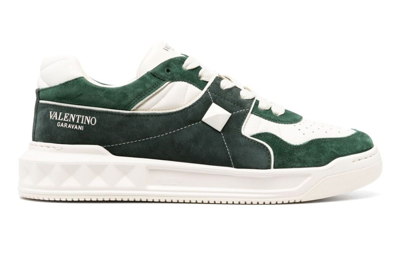 Pre-owned Valentino Garavani Valentino One Stud Low Sneaker Green White In Green/white
