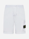 Stone Island Fleece Bermuda Shorts White Cotton In Blanc
