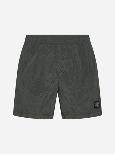 Stone Island Logo-patch Swim Shorts In Musk