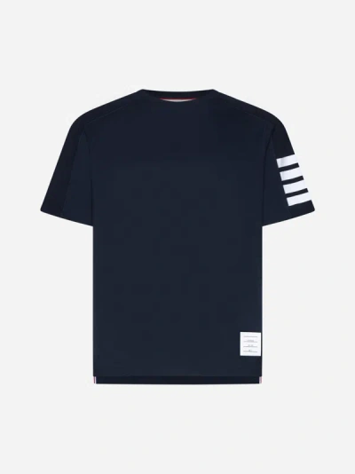 Thom Browne Blue 4-bar Cotton T-shirt In Navy