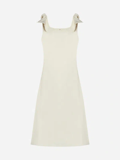 Chloé Bow-detailed Sleeveless Dress In White