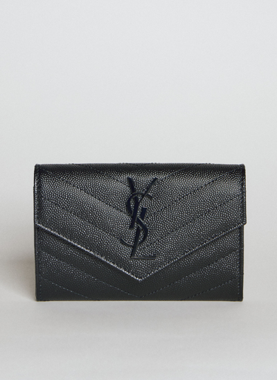 Saint Laurent Cassandre Matelassé Small Envelope Wallet In Black