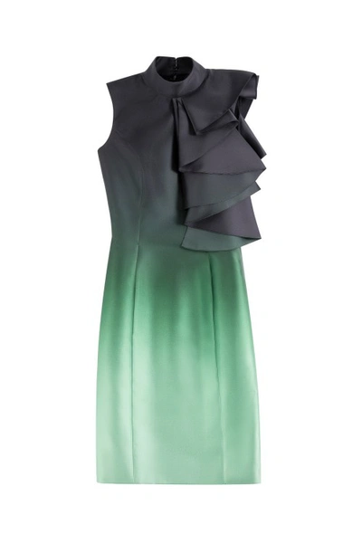 Saiid Kobeisy Midi Gradient Printed Dress With Ruffles In Green
