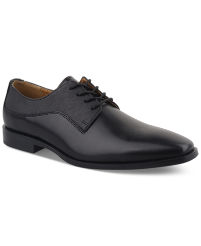 Alfani Men's Jackson Pointy Toe Mixed Texture Dress Shoe, Created For Macy's In Black