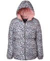 WIPPETTE PINK PLATINUM BIG GIRLS BUTTERFLY-ANIMAL-PRINT HOODED PUFFER JACKET