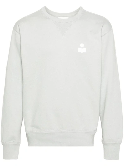 Marant Mike Flocked-logo Sweatshirt In Gray