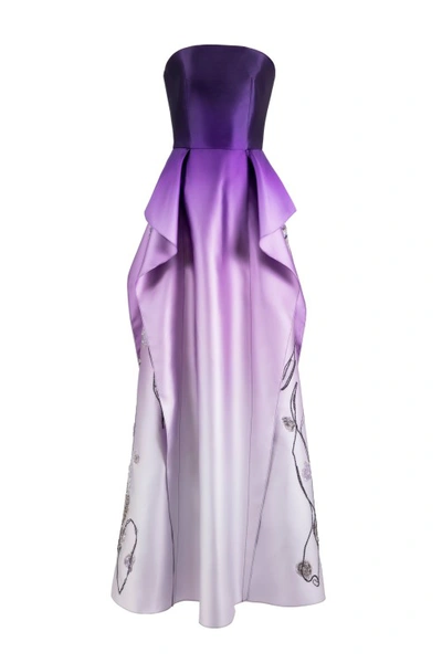 Saiid Kobeisy Mikado, Strapless Dress With Beading On The Sides In Purple