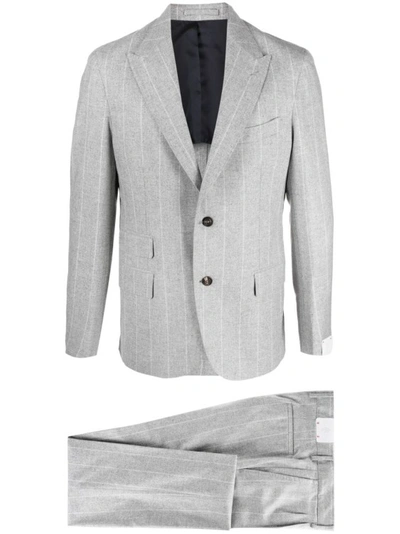 Eleventy Pinstriped Single-breasted Suit In Grey
