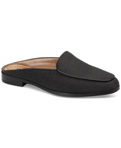 Style & Co Women's Unityy Slip-on Mule Flats, Created For Macy's In Black Linen