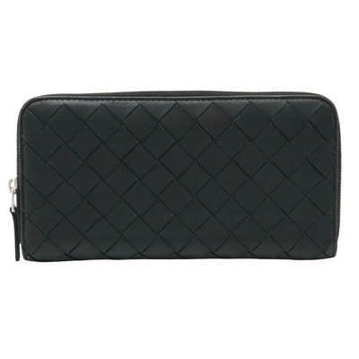 Bottega Veneta Zip Around Wallet Black Leather Wallet  ()