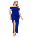 Xscape Plus Size Off-the-shoulder Gown In Marine