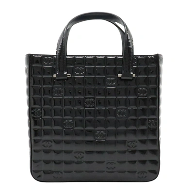 Pre-owned Chanel Chocolate Bar Black Patent Leather Tote Bag ()