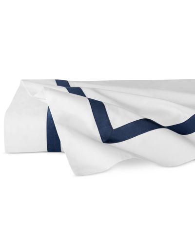 Sferra Estate Woven Cotton Flat Sheet, King In White,navy