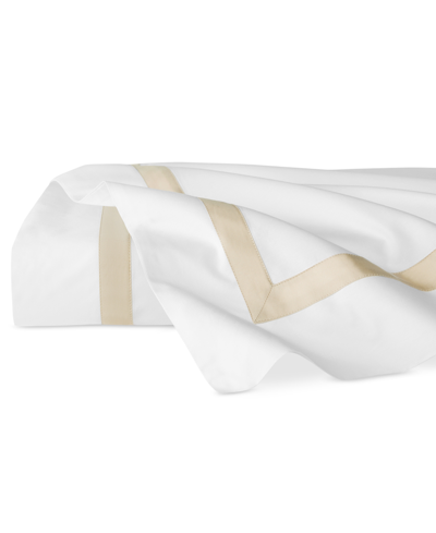Sferra Estate Woven Cotton Flat Sheet, Full/queen In White,sand