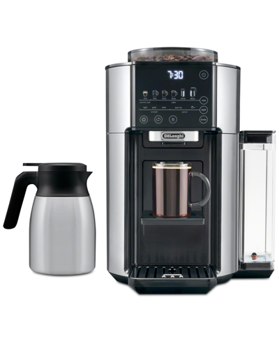 Delonghi Truebrew Automatic Bean Extract Coffee Machine With Carafe In Metallic
