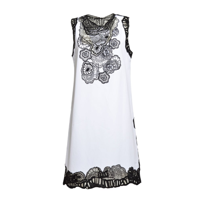 Jil Sander Embroidered Lace Shift Dress In White