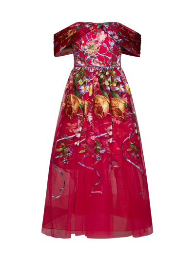 Marchesa Notte Dress In Fuchsia
