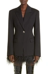 Attico Glen Single-breasted Virgin Wool Blazer In Black