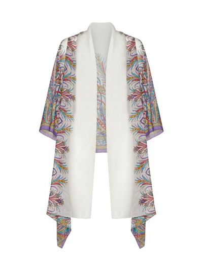 Etro Paisley Print Silk Top In White,multicolor