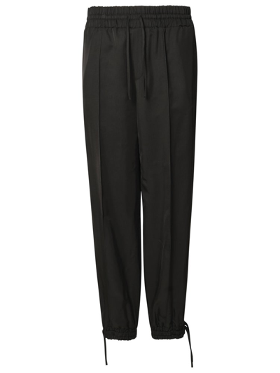 Jil Sander High Waist Drawstring Trousers In Black