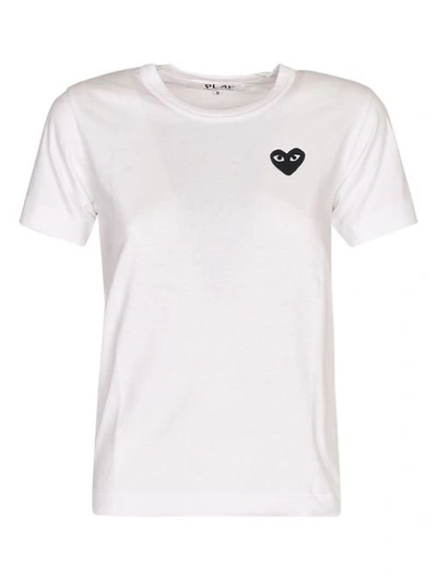 Comme Des Garçons Play Logo Patch Crewneck T In White