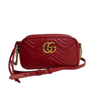 GUCCI GUCCI GG MARMONT RED LEATHER SHOULDER BAG (PRE-OWNED)