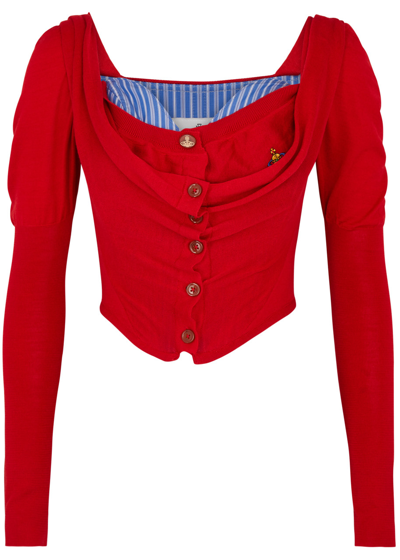Vivienne Westwood Bea Wool-blend Corset Cardigan In Red