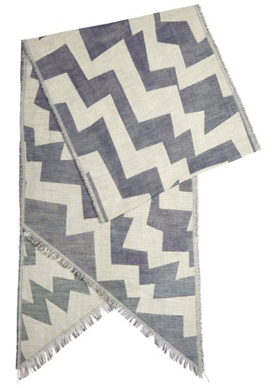 Vivienne Westwood Zigzag Logo-jacquard Cotton Scarf In Navy