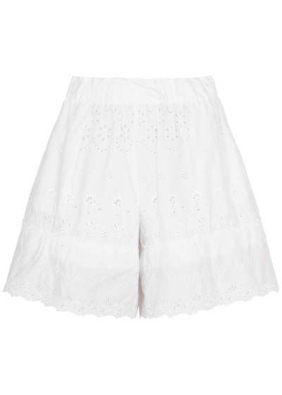 Simone Rocha Broderie Anglaise Cotton Shorts In White