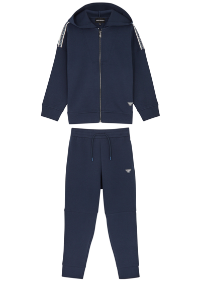Emporio Armani Kids Logo Jersey Tracksuit (4-12 Years) In Navy