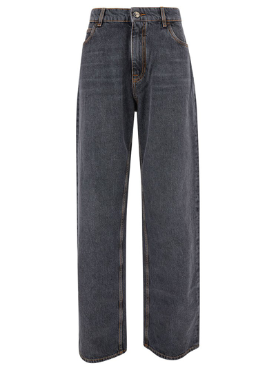 Etro Pegaso-embroidered Wide-leg Jeans In Blue