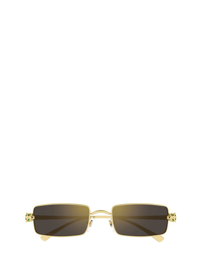 Cartier Rectangle Frame Sunglasses In Gold