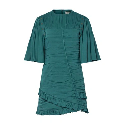 Joie Foster Ruched Flutter-sleeve Bodycon Mini Dress In Mallard_green
