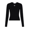 Marine Serre Womens Black Moon-embroidered Long-sleeved Stretch-knit Top In Bk99_black